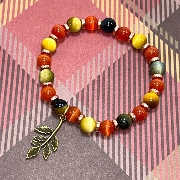 Handmade Tree Branch Charm Bracelet with Natural Cat & Tiger Eye Stones! - Picture 7 of 8
